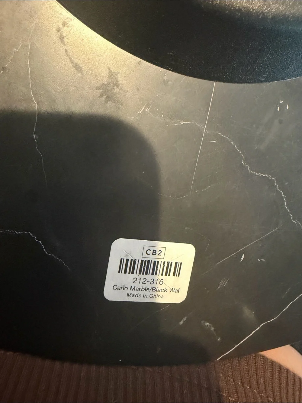 CB2 Black Marble-Finish Round Wall Clock